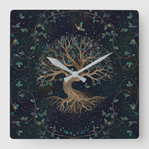 Horloge Carrée Tree of Life - Yggdrasil