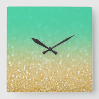 Horloge Carrée Trendy Gold Teal ombre