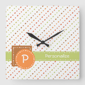 Horloge Carrée Trendy Monogram Dotted Stripes With
