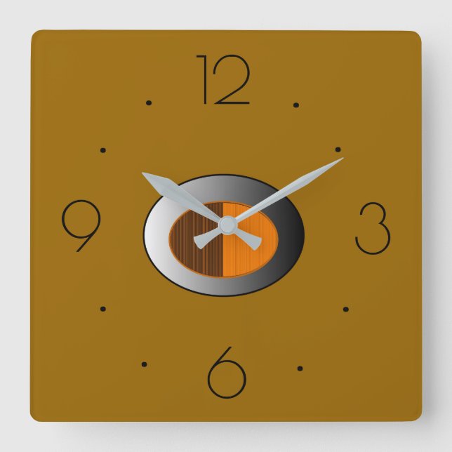Horloge Carrée Trendy Tan with Silver centre> Kitchen Clocks (Recto)