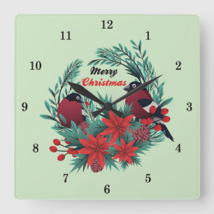 Horloge Carrée Très amusant Joyeux Noël Wreath