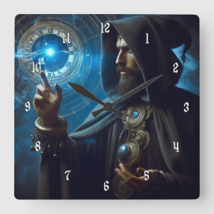Horloge Carrée Très Cool et mystérieux magicien du temps