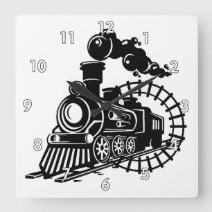 Horloge Carrée Très cool locomotive à vapeur ancienne