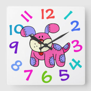 Horloge Carrée Très mignon Chien Chien Chien de chambre pour enfa