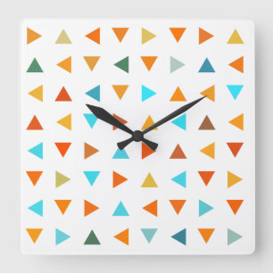 Horloge Carrée Triangles colorés