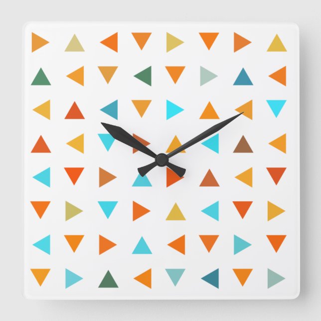 Horloge Carrée Triangles colorés (Recto)