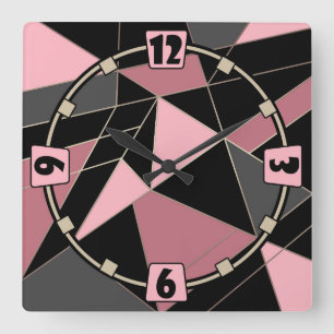 Horloge Carrée triangles géométriques modernes Abstraits imprimé
