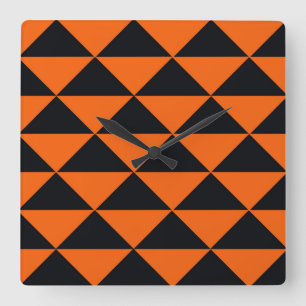 Horloge Carrée Triangles oranges et noires