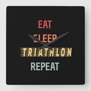 Horloge Carrée Triathlon - Manger Dormir Triathlon Répéter