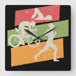 Horloge Carrée Triathlon vintage rétro
