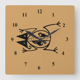 Horloge Carrée Tribal Frog