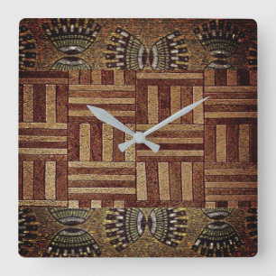 Horloge Carrée Tribal Kuba tissu Imprimer Carré cadran