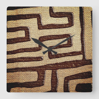 Horloge Carrée Tribal Kuba tissu Imprimer Carré cadran