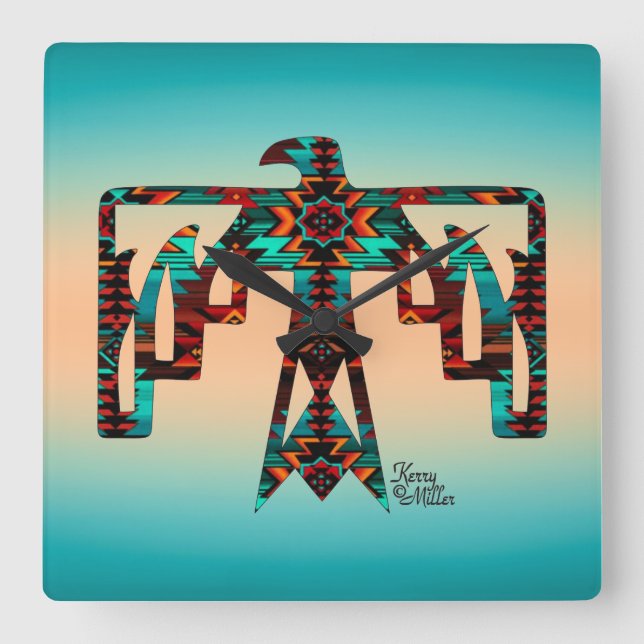 Horloge Carrée Tribal Thunderbird Wall Clock (Recto)