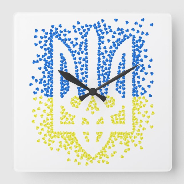 Horloge Carrée Trident de l'emblème ukrainien tryzub dispersant l (Recto)