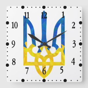 Horloge Carrée Trident ukrainien polygonal faible