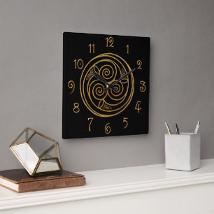 Horloge Carrée Triple Celtic Knot Swirl Mandala