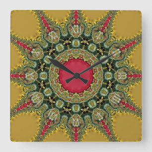 Horloge Carrée Trippy Time Fractal Lace Super Mandala