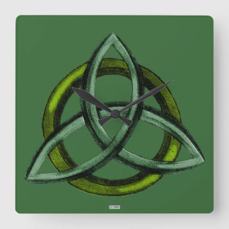 Horloge Carrée Triquetra (vert)