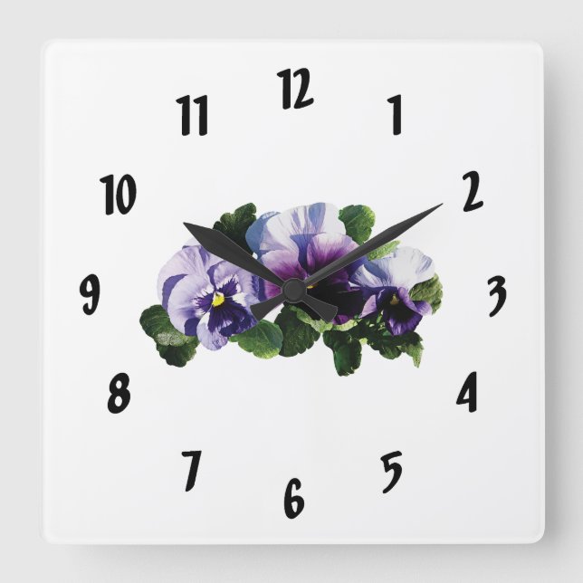 Horloge Carrée Trois panneaux violets (Recto)