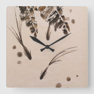 Horloge Carrée Trois petits poissons