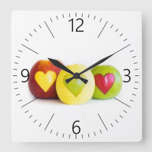 Horloge Carrée Trois pommes