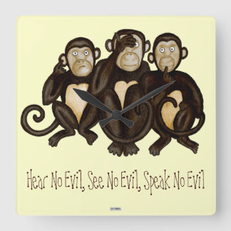 Horloge Carrée Trois singes sages