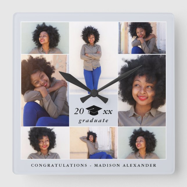 Horloge Carrée Troisième graduation Cap Collage (Recto)