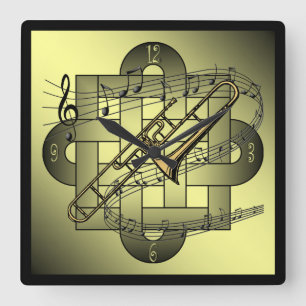Horloge Carrée Trombone ~ Échelle musicale ~ Graphique à deux noe