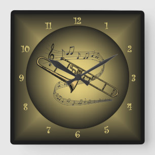 Horloge Carrée Trombone Musical Instrument