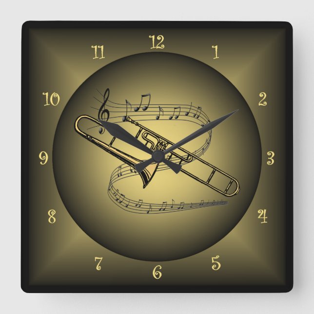 Horloge Carrée Trombone Musical Instrument (Recto)