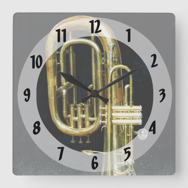 Horloge Carrée Trompette et tuba (Recto)
