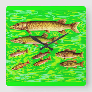 Horloge Carrée trop de poissons dans la mer