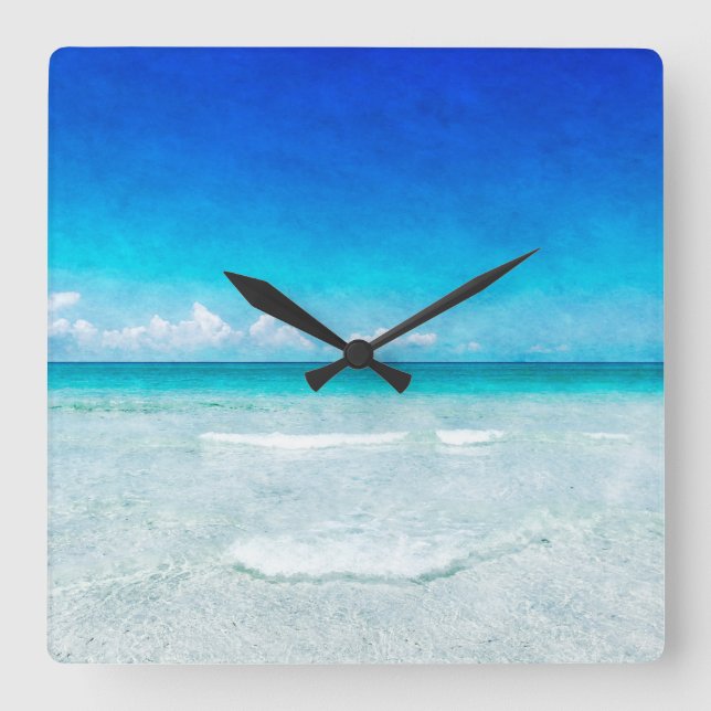 Horloge Carrée Tropical Beach en Floride (Recto)