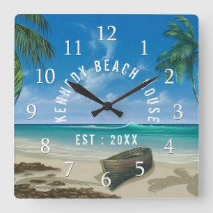 Horloge Carrée Tropical Beach House