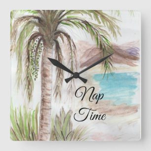Horloge Carrée Tropical "Nap Time"
