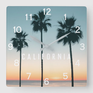 Horloge Carrée Tropical Pastel ombre