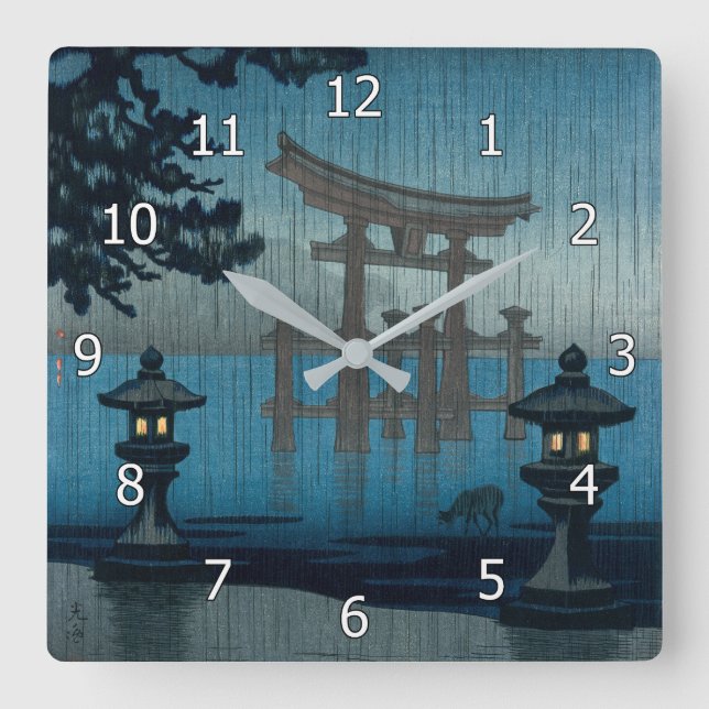 Horloge Carrée Tsuchiya Koitsu - Miyajima dans la pluie (Recto)