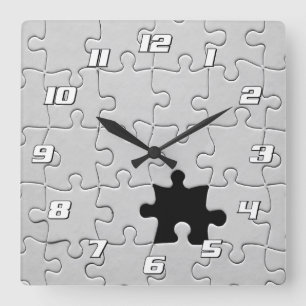 Horloge Carrée Tu Me Complètes Romantique Puzzle Noir et Blanc