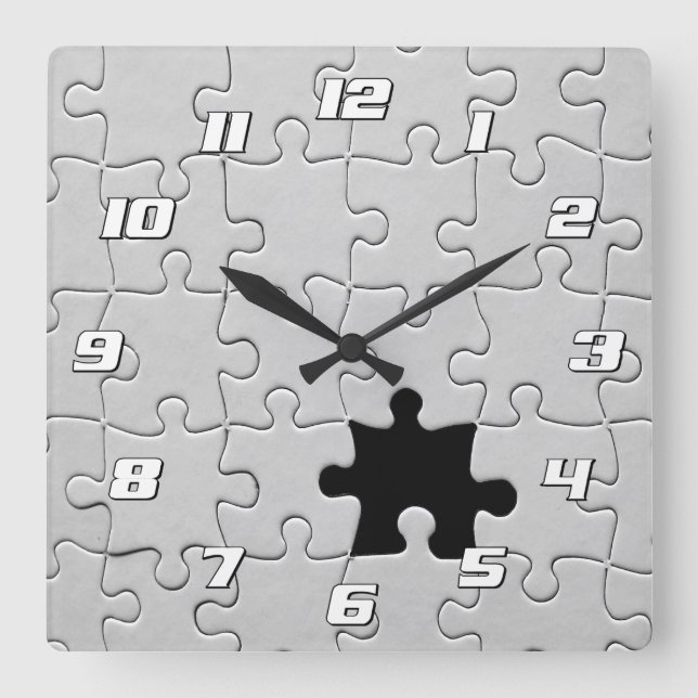 Horloge Carrée Tu Me Complètes Romantique Puzzle Noir et Blanc (Recto)