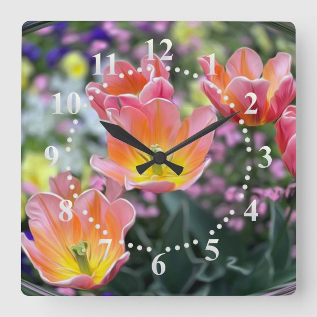 Horloge Carrée Tulips de golf (Recto)