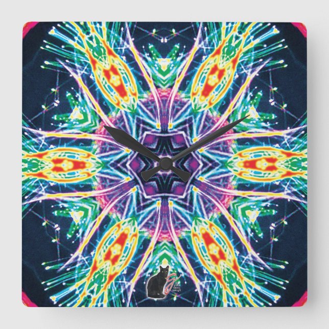 Horloge Carrée Tulips Kaleidoscope (Recto)