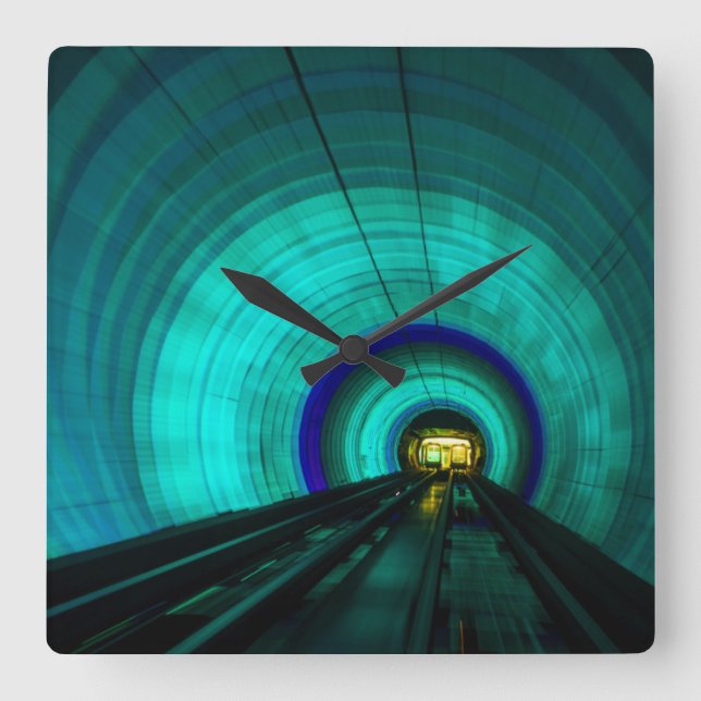 Horloge Carrée Tunnel ferroviaire bleu, Singapour (Recto)