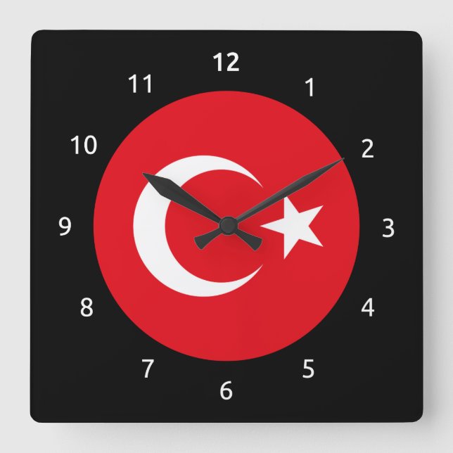 Horloge Carrée Turkish flag Wall Clock (Recto)