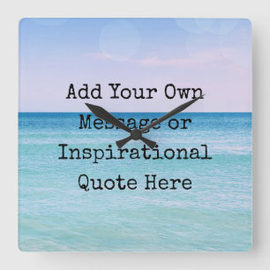 Horloge Carrée Turquoise Aqua Blue Calmer Citation Ocean Beach Wa