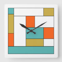 Turquoise Bleu Or Orange Bloc de couleur Mid Mod