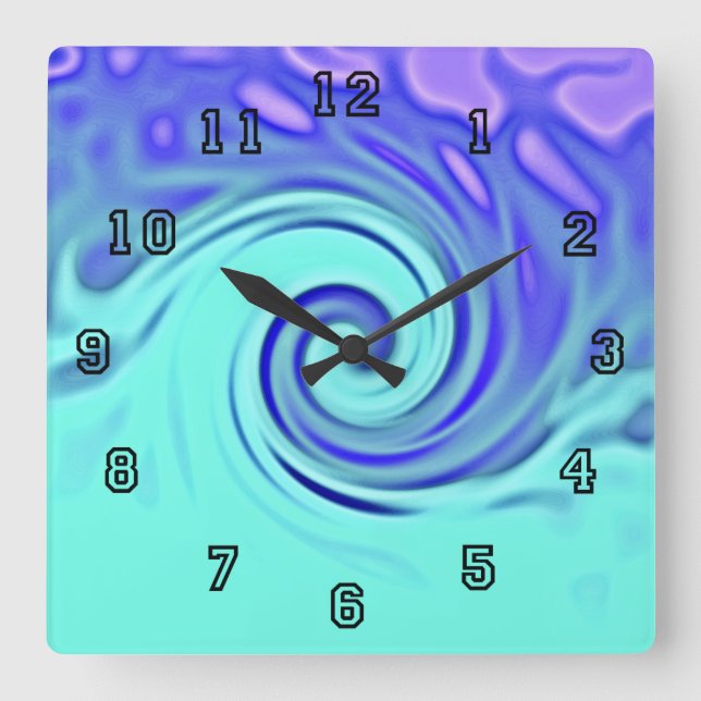 Horloge Carrée Turquoise Blue Abstract (Recto)