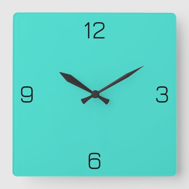 Horloge Carrée Turquoise Blue Green 40E0D0 - Option pour ajouter  (Recto)