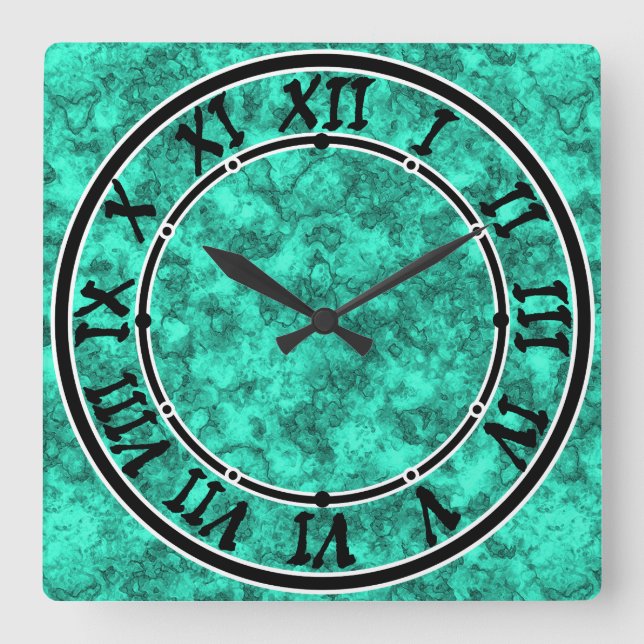 Horloge Carrée Turquoise bright marble pattern square wall clock (Recto)