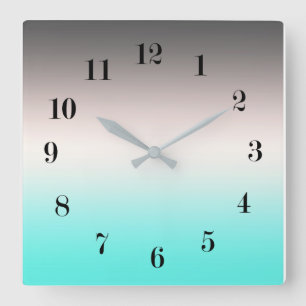 Horloge Carrée Turquoise grey Ombre